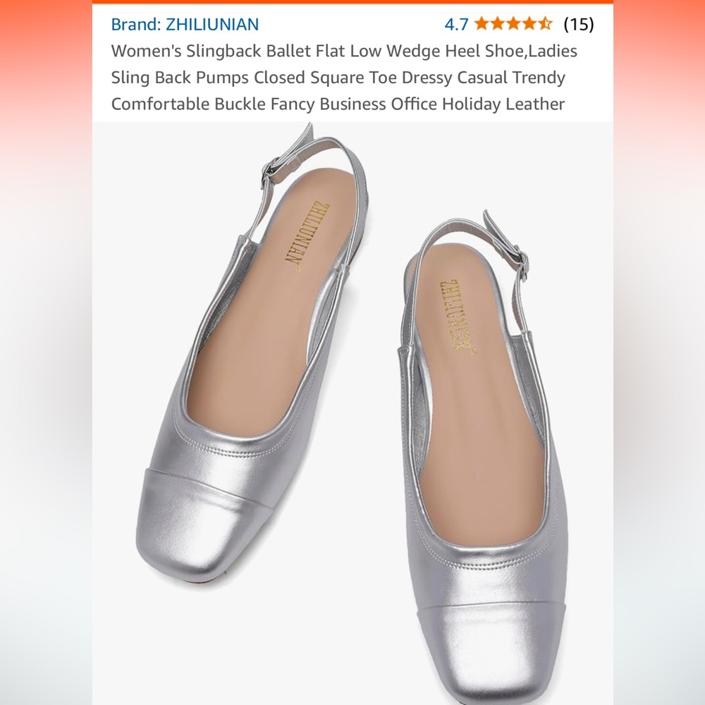 Amazon Brand Silver Slingbacks